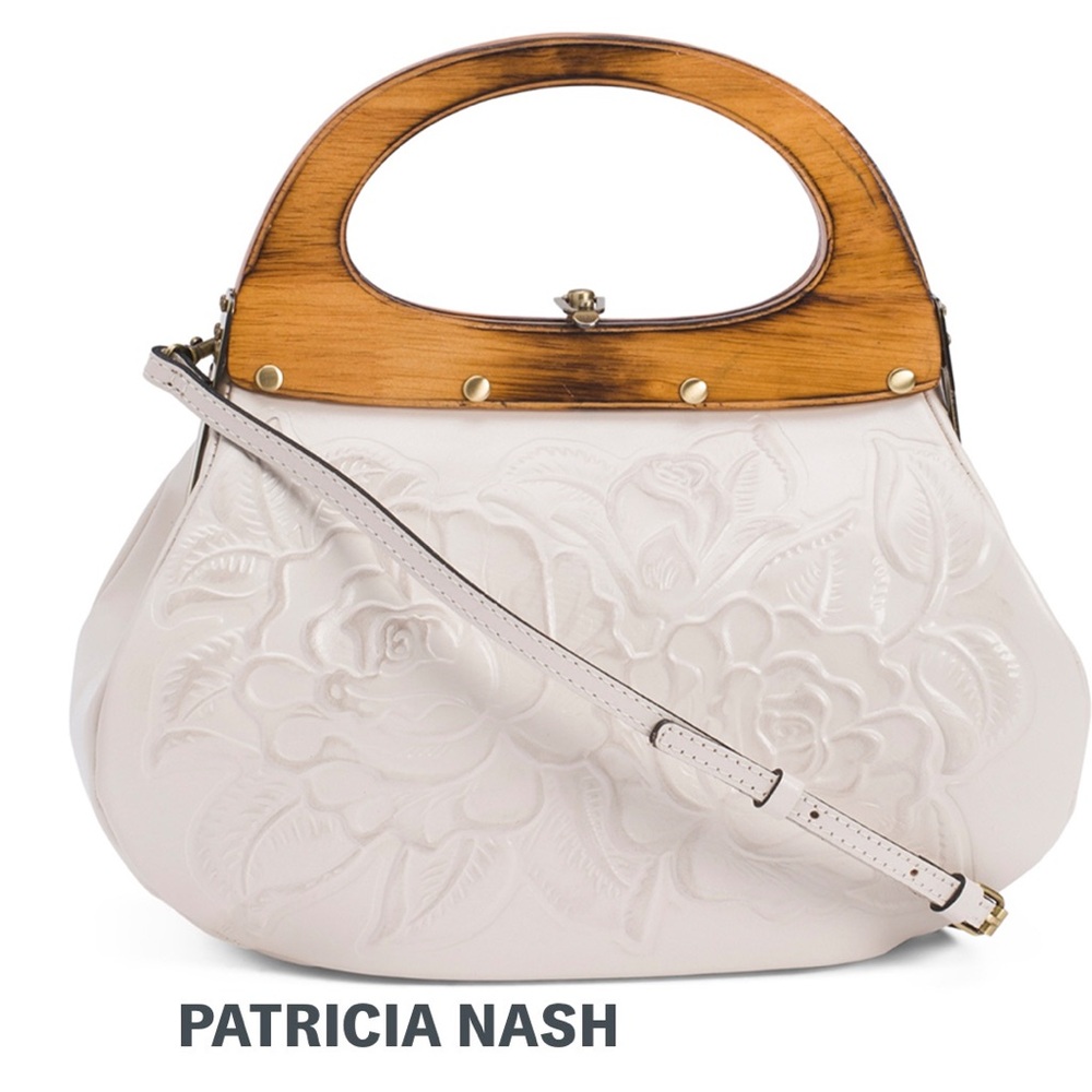 NWT Patricia Nash Mirabella Wood Frame Leather Crossbody